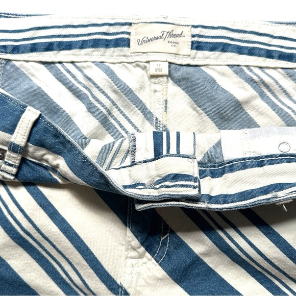 Universal Thread Denim Blue and Cream Striped Skirt Women's Striped Denim Mini - Picture 5 of 9